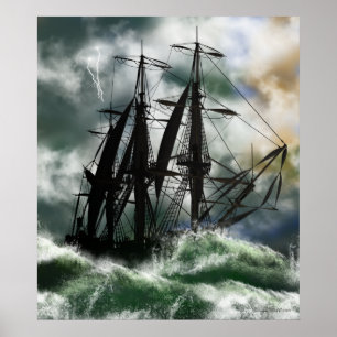 The Voyage - Columbus Sailing The Ocean Poster