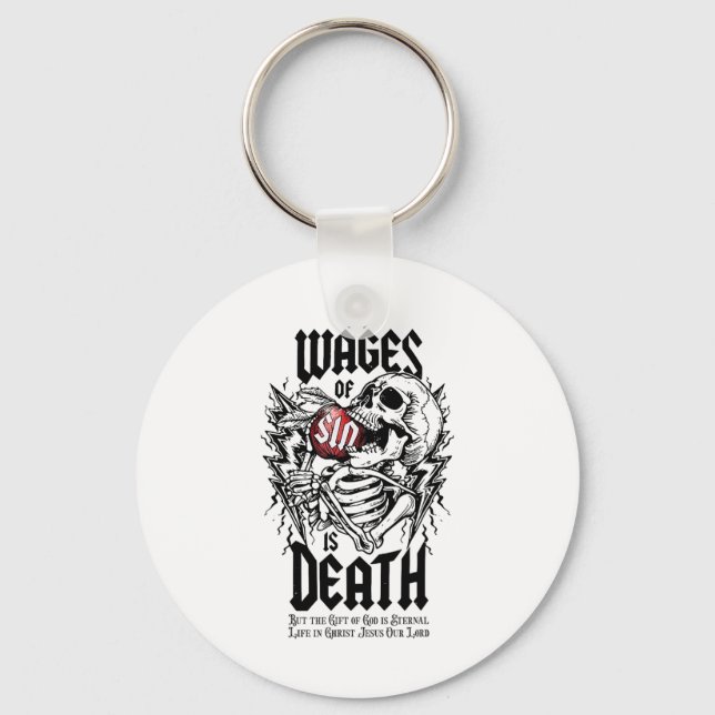 The Wages Of Sin Is Death Skeleton  Key Ring (Front)