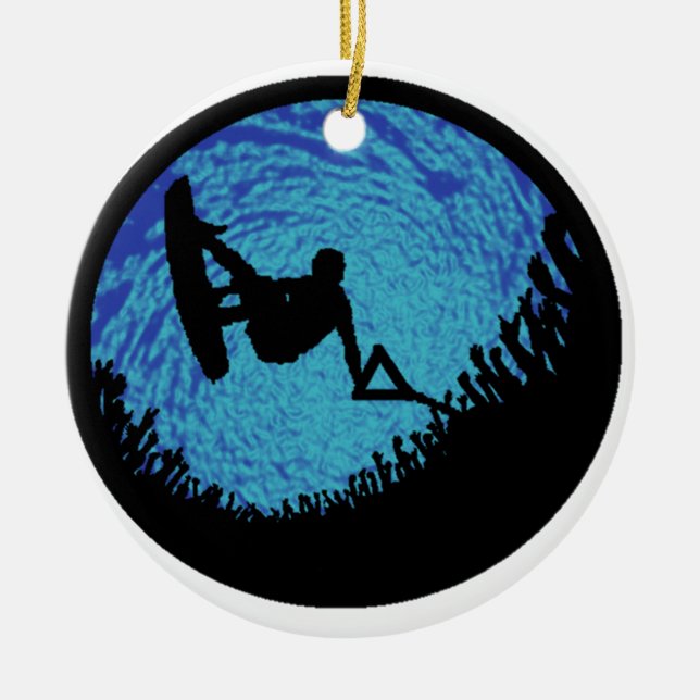 THE WAKEBOARDING ONE CERAMIC TREE DECORATION (Front)