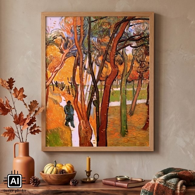 The Walk: Falling Leaves by Vincent van Gogh Poster (The Walk: Falling Leaves by Vincent van Gogh is a vintage fine art post impressionism painting.)