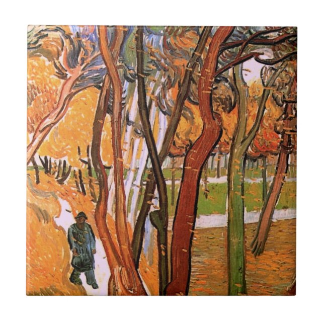 The Walk: Falling Leaves by Vincent van Gogh Tile (Front)