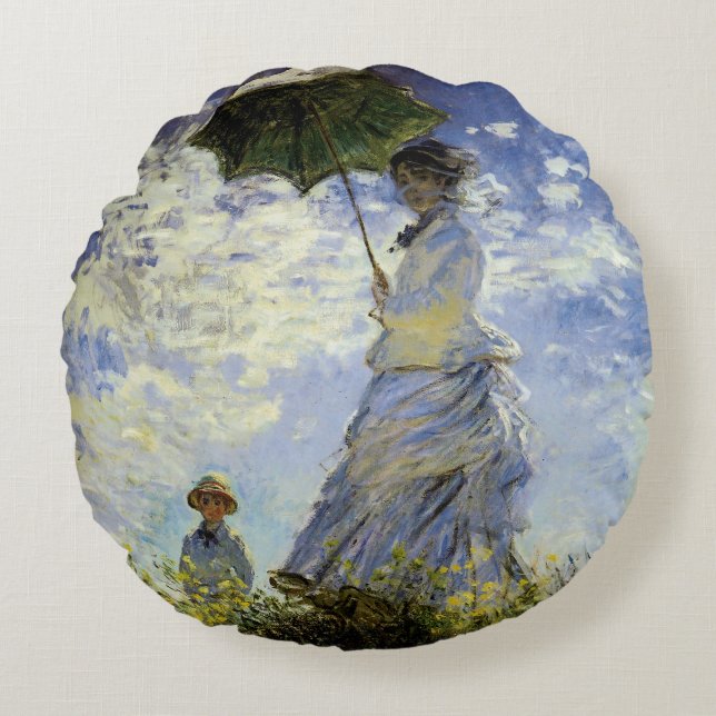 The Walk, Lady with a Parasol  Round Cushion (Front)