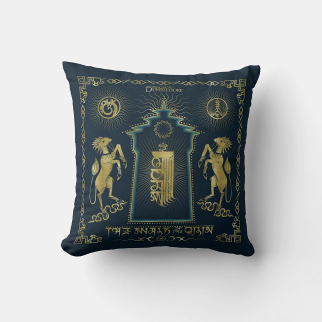 The Walk of The Qilin Golden Tower Tapestry Cushion (Front)