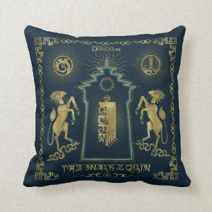 The Walk of The Qilin Golden Tower Tapestry Cushion