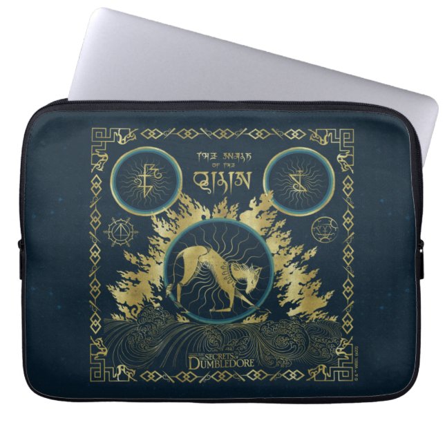 The Walk of the Qilin Golden Water Tapestry Laptop Sleeve (Front)