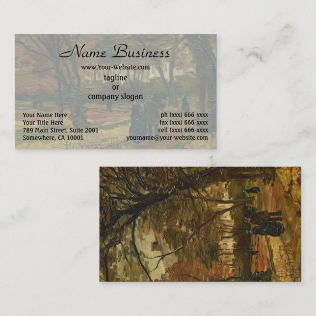 The Walker Among Autumn Leave by  Vincent van Gogh Business Card (Front/Back)