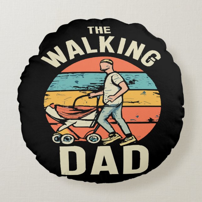 the walking dad round cushion (Front)