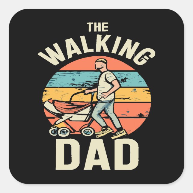 the walking dad square sticker (Front)