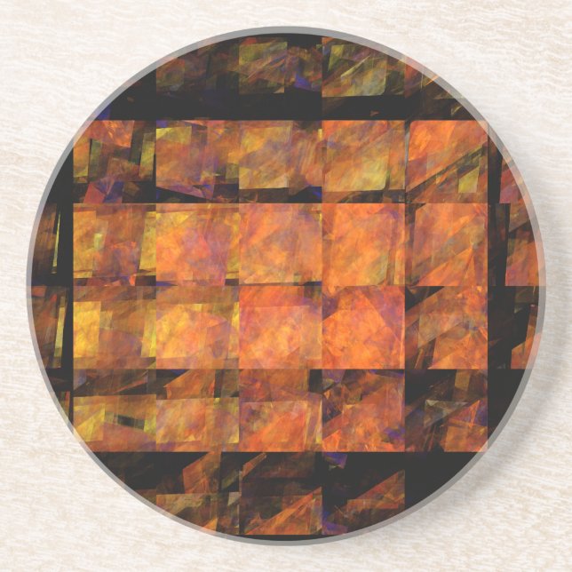 The Wall Abstract Geometric Fire Art Modern Coaster (Front)