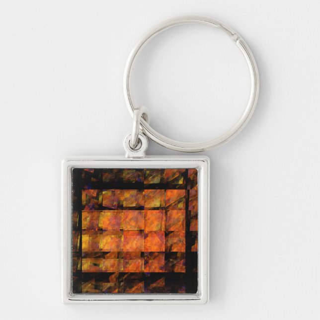 The Wall Abstract Geometric Fire Art Modern Key Ring (Front)