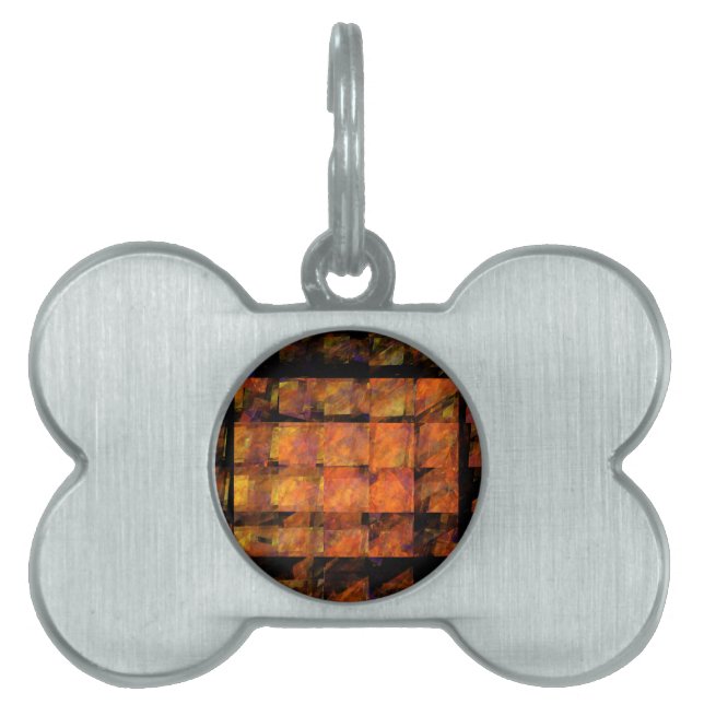 The Wall Abstract Geometric Fire Art Modern Pet ID Tag (Front)