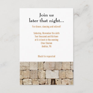 THE WALL Bar Bat Mitzvah Reception Party Card