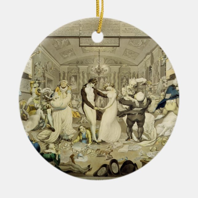 The Waltz (coloured engraving) Ceramic Tree Decoration (Front)