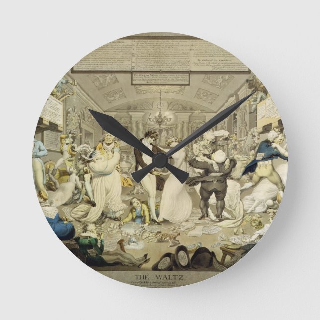 The Waltz (coloured engraving) Round Clock (Front)