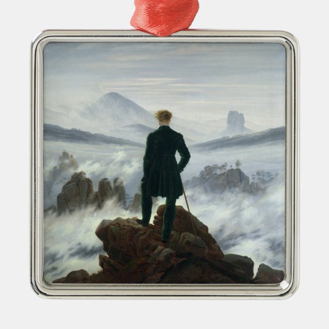 The Wanderer above the Sea of Fog, 1818 Metal Tree Decoration (Front)