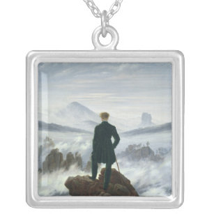 The Wanderer above the Sea of Fog, 1818 Silver Plated Necklace