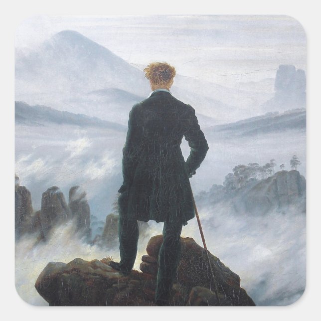 The wanderer above the sea of fog by Caspar David Square Sticker (Front)