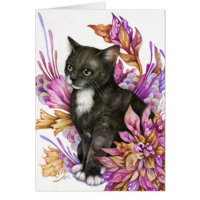 The Wanderer - Cute Tuxedo Cat Art Card (Front)
