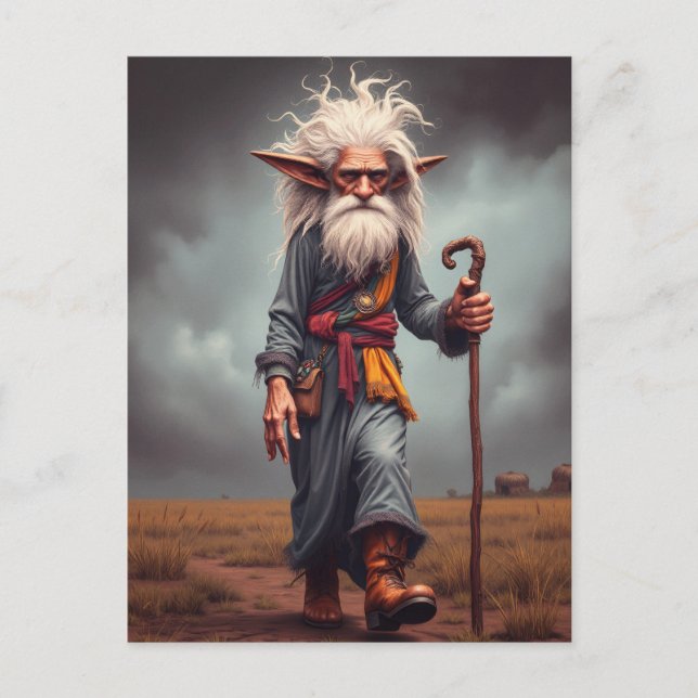 The Wandering Elf Wizard Postcard (Front)