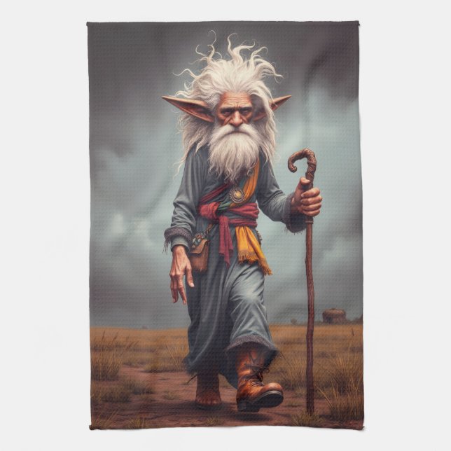 The Wandering Elf Wizard Tea Towel (Vertical)
