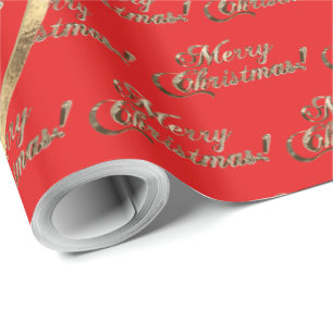 The Wang Family Faux Gold Foil Red Christmas Wrapping Paper