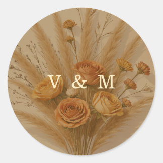 The Warmth of Fall Wedding Classic Round Sticker