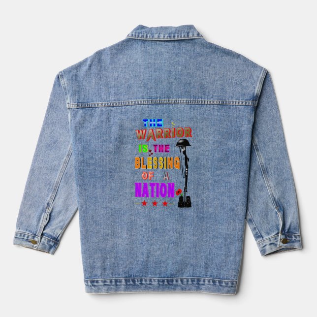 The Warrior Is The Blessing Of A Nation Denim Jacket (Back)