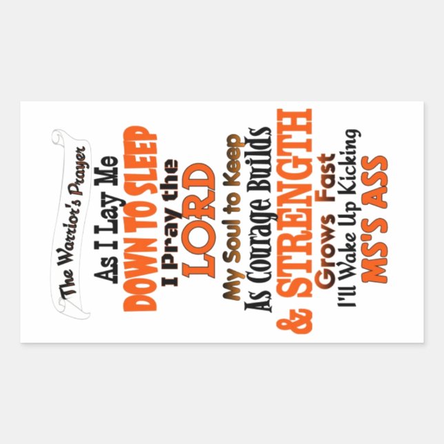 The Warrior's Prayer   MS Rectangular Sticker (Front)