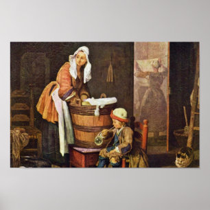 The Washerwoman,  By Chardin Jean-Baptiste Siméon Poster