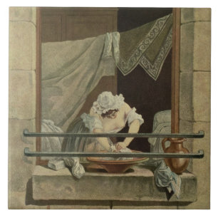 The Washerwoman, engraved by J. Laurent Julien (c1 Ceramic Tile