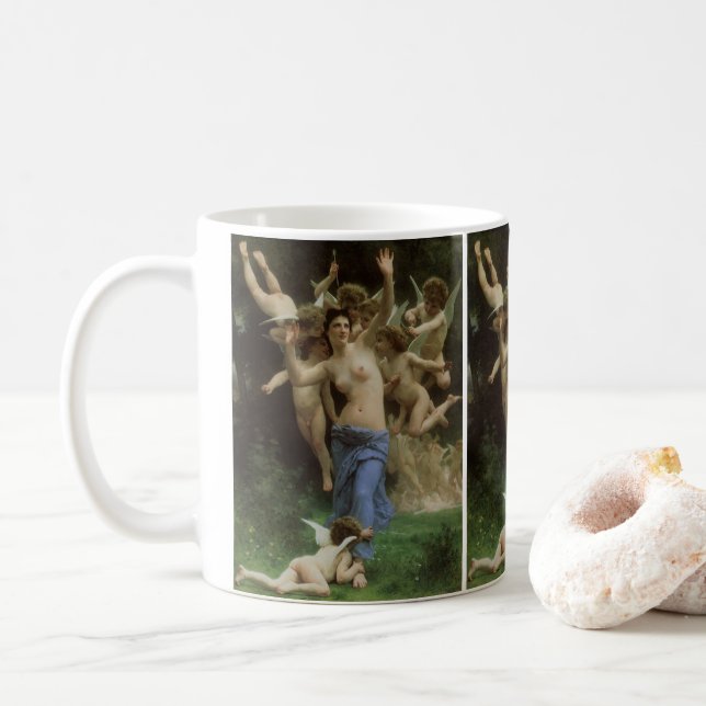 The Wasp's Nest by William Adolphe Bouguereau Coffee Mug (With Donut)