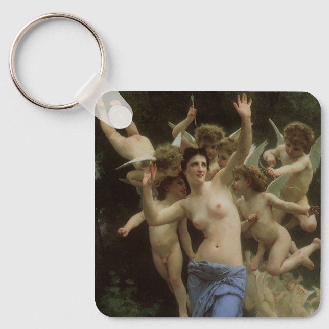 The Wasp's Nest by William Adolphe Bouguereau Key Ring (Front)