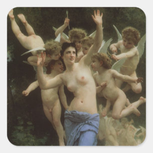 The Wasp's Nest by William Adolphe Bouguereau Square Sticker