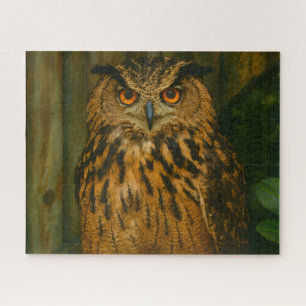 The Watcher – Eurasian Eagle-Owl in Woodland Light Jigsaw Puzzle