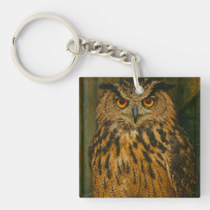 The Watcher – Eurasian Eagle-Owl in Woodland Light Key Ring