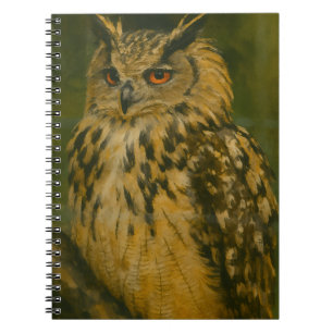 The Watcher – Eurasian Eagle-Owl in Woodland Light Notebook