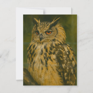 The Watcher – Eurasian Eagle-Owl in Woodland Light Postcard