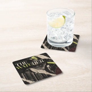 The Watcher – Gothic Literary Collage Square Paper Coaster