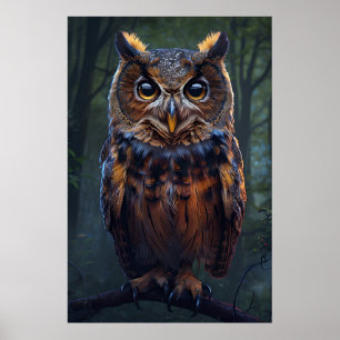 The Watcher in the Woods – Owl Portrait Wall Art