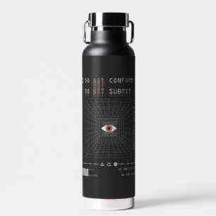 The Watcher - Techno-Brutalist Streetwear Design Water Bottle