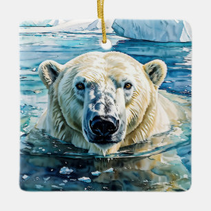 The Watchful Ice Guardian Ceramic Ornament