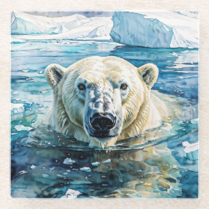 The Watchful Ice Guardian Glass Coaster