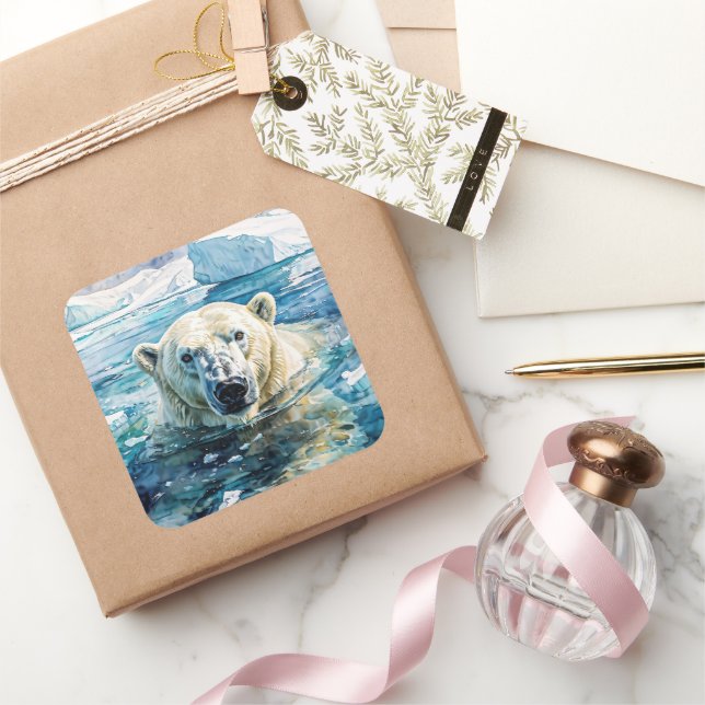 The Watchful Ice Guardian Square Sticker (Gifting)
