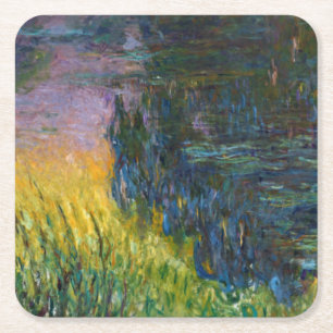 The Water Lilies - Setting Sun, Claude Monet, 1916 Square Paper Coaster