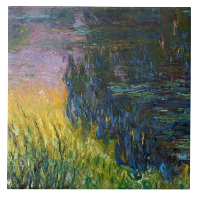The Water Lilies - Setting Sun, Claude Monet Ceramic Tile (Front)