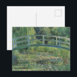 The Water-Lily Pond, Landscape Oil Painting, Monet Postcard<br><div class="desc">Claude Monet, 1899, GIverny, France oil on canvas mostly monochromatic fine art landscape impressionist oil painting depicting a serene tranquil peaceful pond full of soft pale pink blooming water lilies and green lily pads, with a green bridge over it. weeping willows and other trees can be seen in the background...</div>