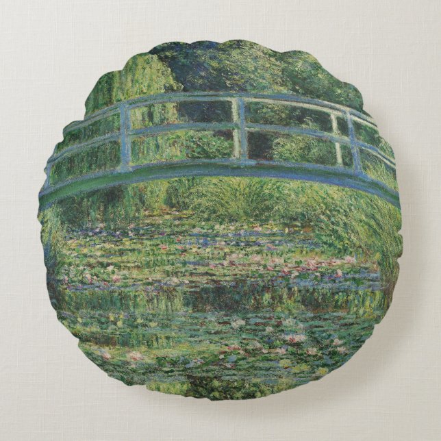 The Water-Lily Pond, Landscape Oil Painting, Monet Round Cushion (Front)