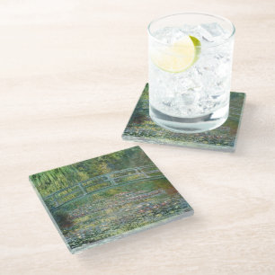 The Water Lily Pond Vintage French Painting Glass Coaster