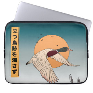 The water remains still after a bird takes flight laptop sleeve