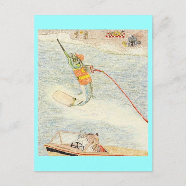 The Water Skier Postcard (Front)